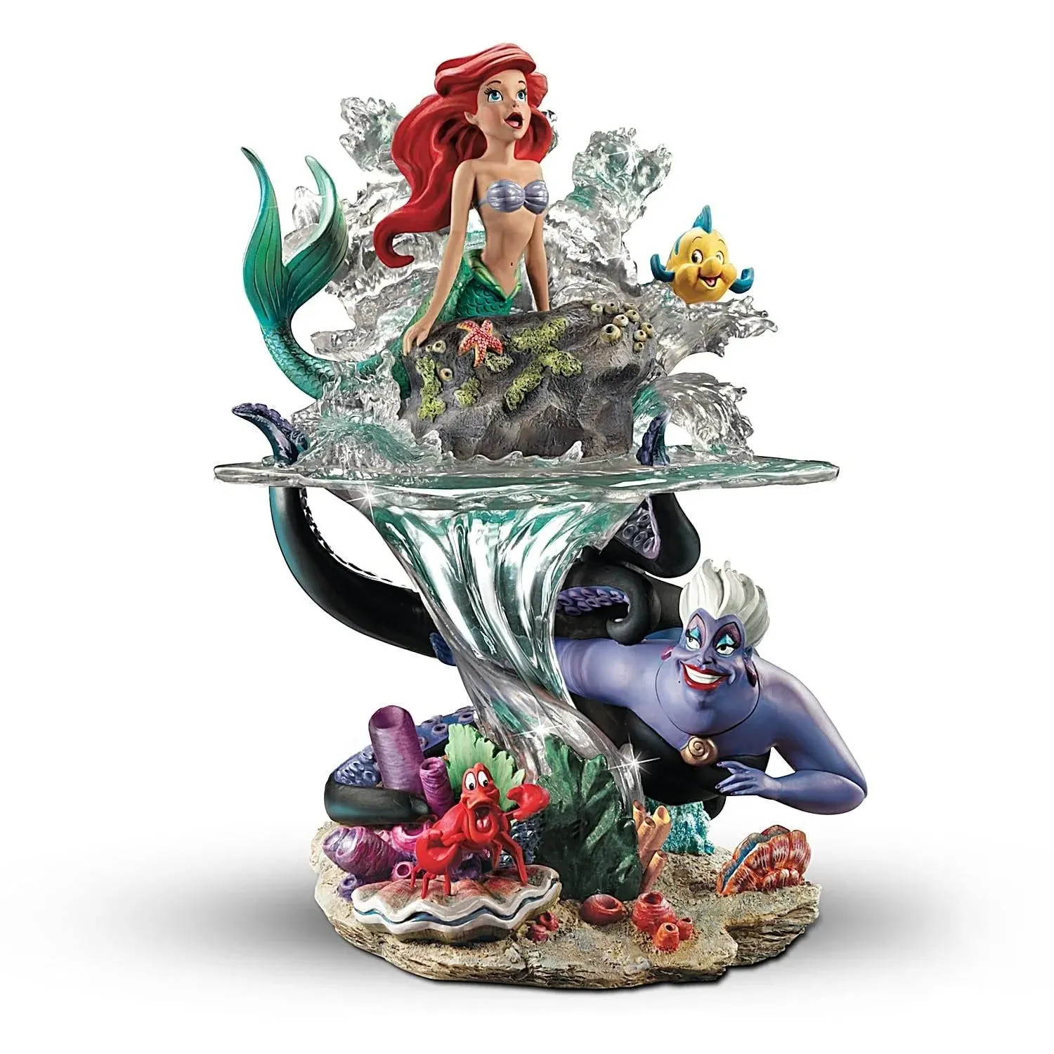 The Bradford Exchange Disney The Little Mermaid Part of Her World Masterpiece Sculpture Featuring Ariel Flounder Sebastian and Ursula 12.75"-Inches