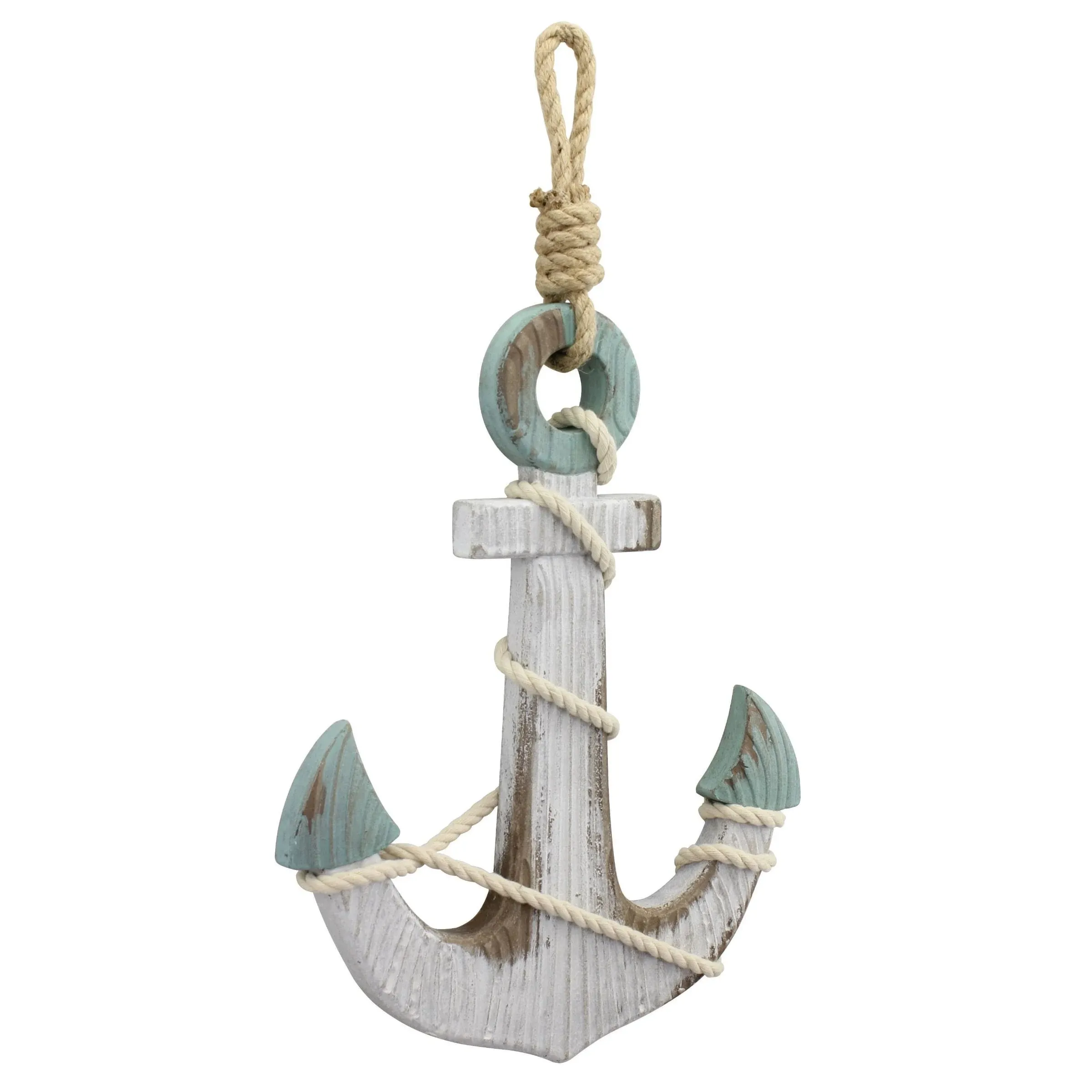 Stonebriar Collection Wall Decor Anchor with Rope, White