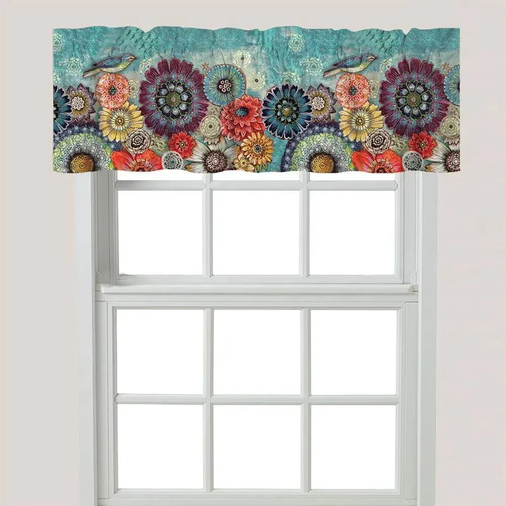 Laural Home Blue Bird Boho Window Valance