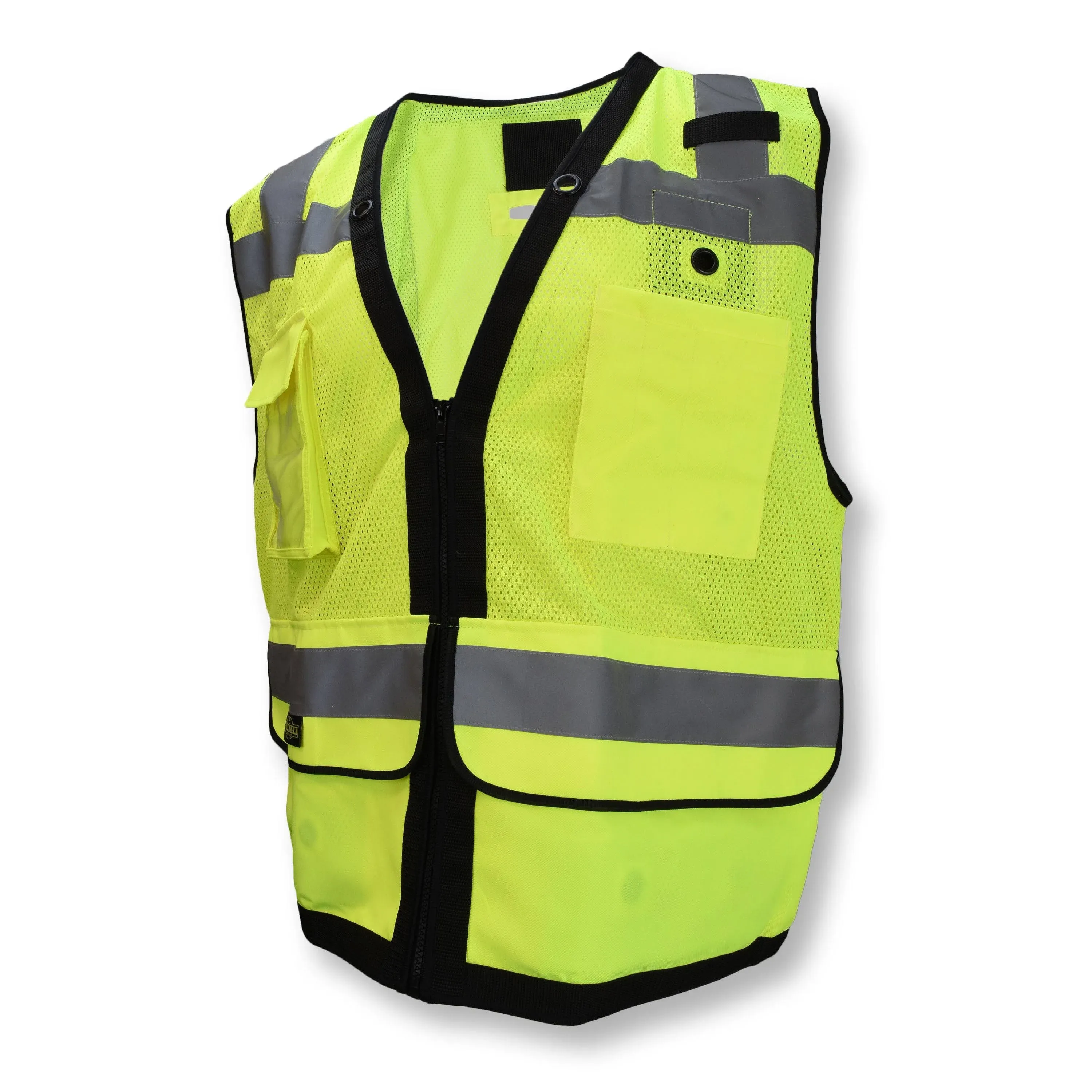 Radians SV59ZT Heavy Duty Surveyor Tether Vest with Zipper Hi-Vis Green / 2x