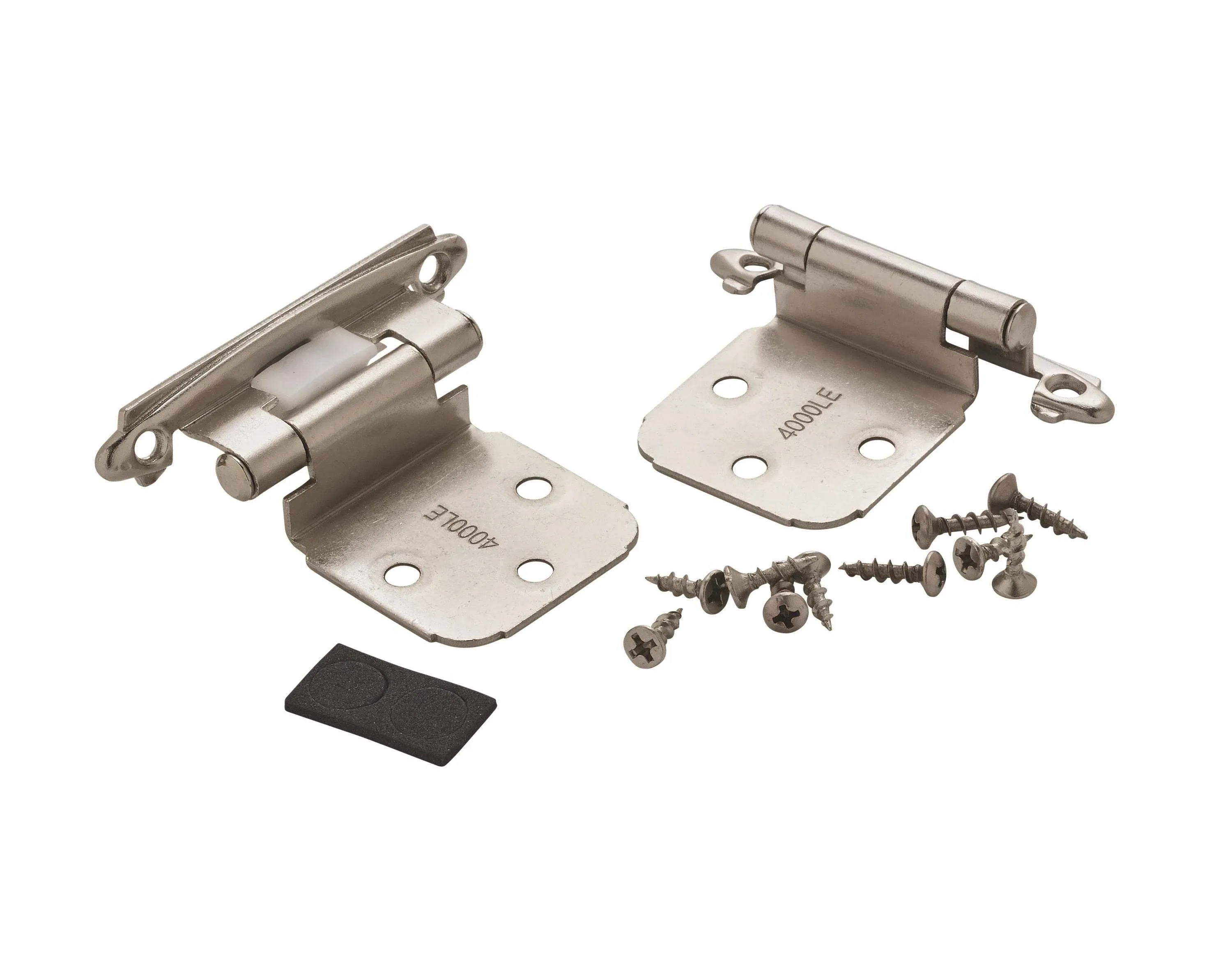 Self-Closing Face Mount Cabinet Hinges Collection - Self Closing Face Mount Overlay Variable Hinge (Pair) in Satin Nickel by Amerock