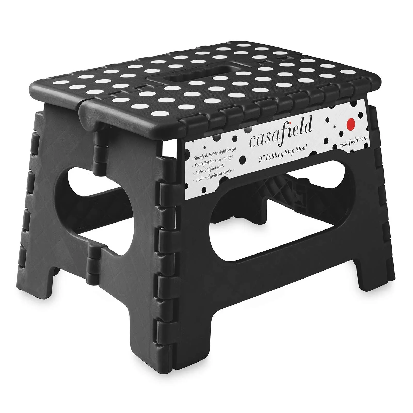 Casafield 9" Folding Step Stool with Handle Portable Collapsible Small Plastic Foot Stool for Kids and Adults