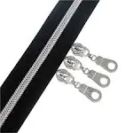 YaHoGa #5 Silver Metallic Nylon Coil Zippers by The Yard Bulk Black Tape 10 Yard