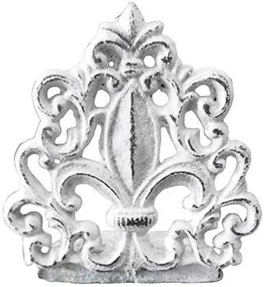 Cast Iron Fleur de Lis Door Stop, Door Stopper in Antique White Finish, Beautiful ...