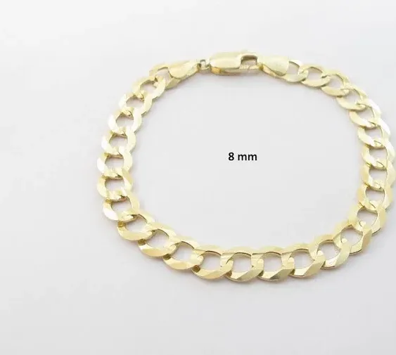 14K Solid Yellow Gold Cuban Curb Link Bracelet