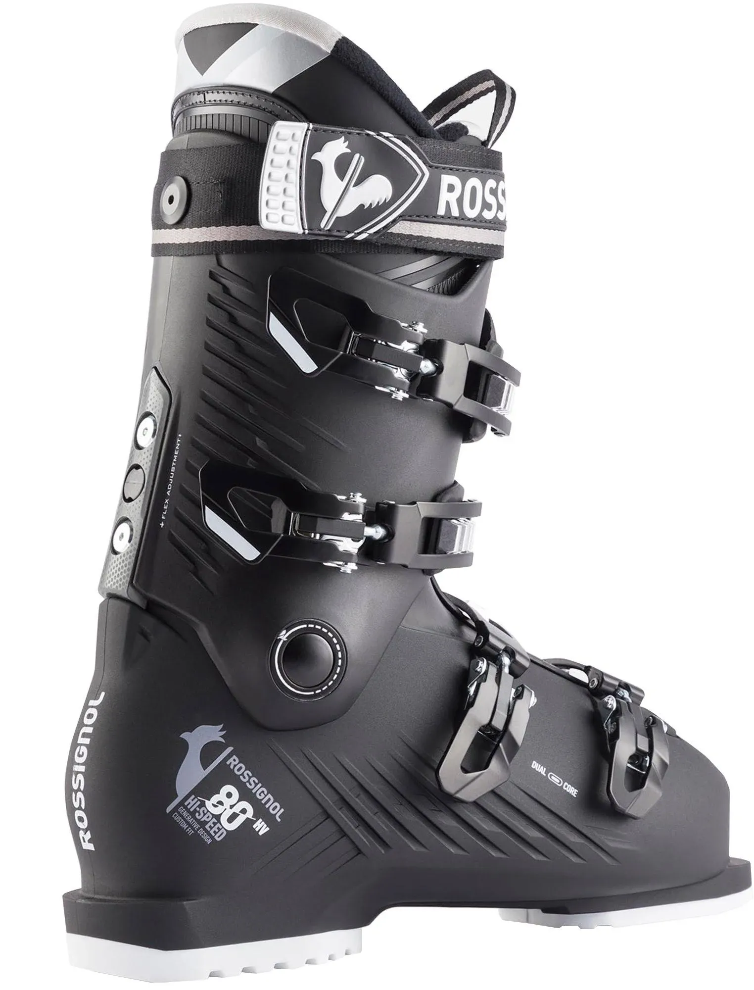 Rossignol Hi-Speed 80 HV Men&#039;s Ski Boots, Black/Silver, M29.5 MY24