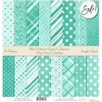 Pattern Paper Pack - Blue Patterns - Scrapbook Premium Specialty Paper Single-Sided 12x12" Collection Includes 16 Sheets - by Miss Kate Cuttables