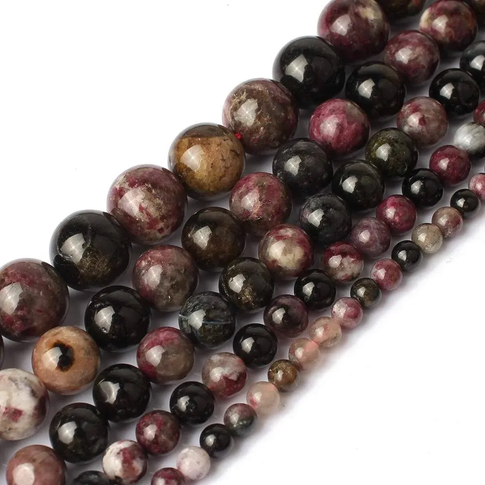 Song XI Love Beads Natural Colorful Tourmaline Round Gemstone 8mm Beads for ...