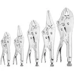 WORKPRO 5PC Locking Pliers Set 5/7/10&#034; Curved Jaw Pliers 6.5/9&#034; Long Nose Pliers