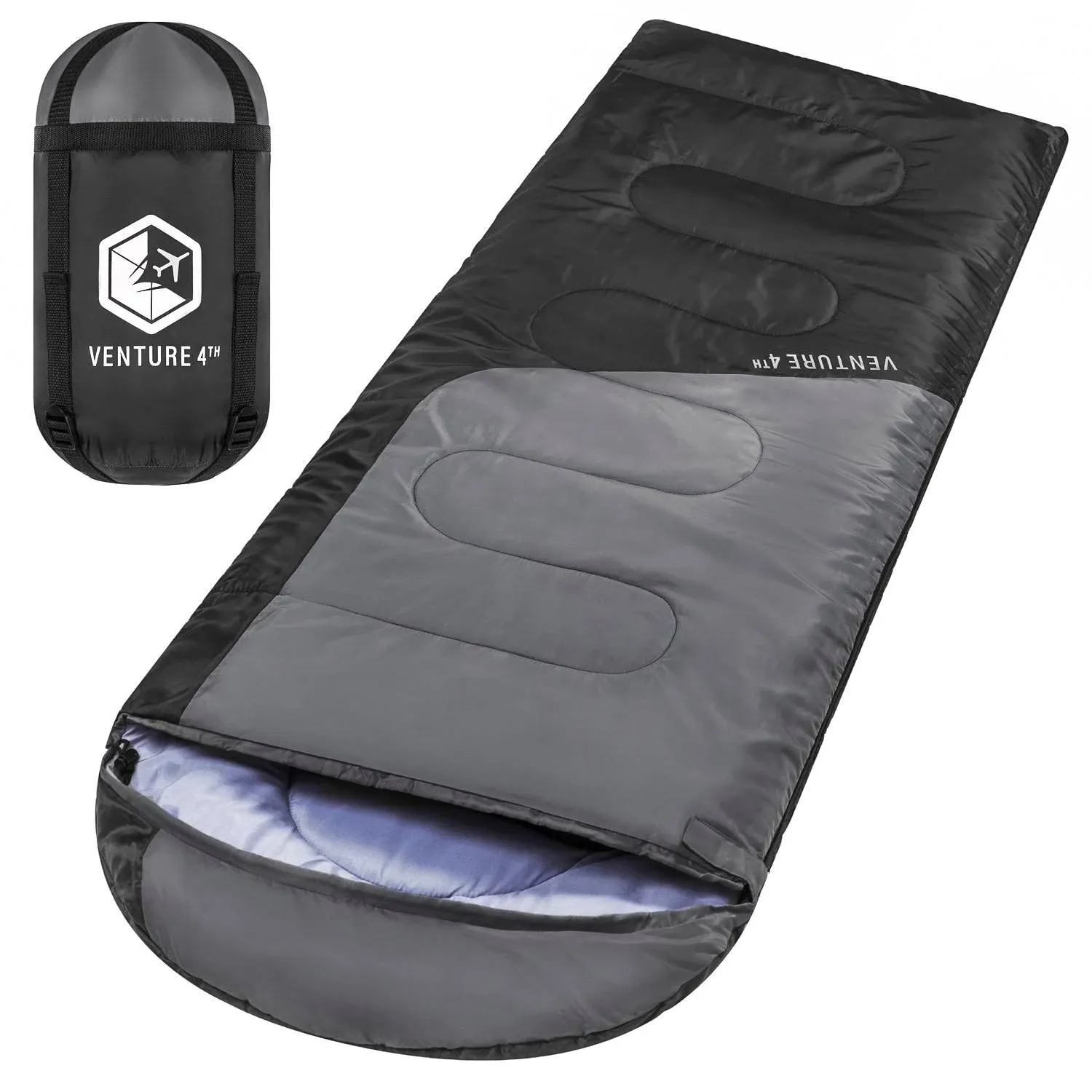 VENTURE 4TH Backpacking Sleeping Bag – XXL, Double and Single Sizes - Lightweight Warm & Cold Weather Sleeping Bags for Adults, Kids & Couples – Ideal for Hiking, Camping & Outdoor Adventures