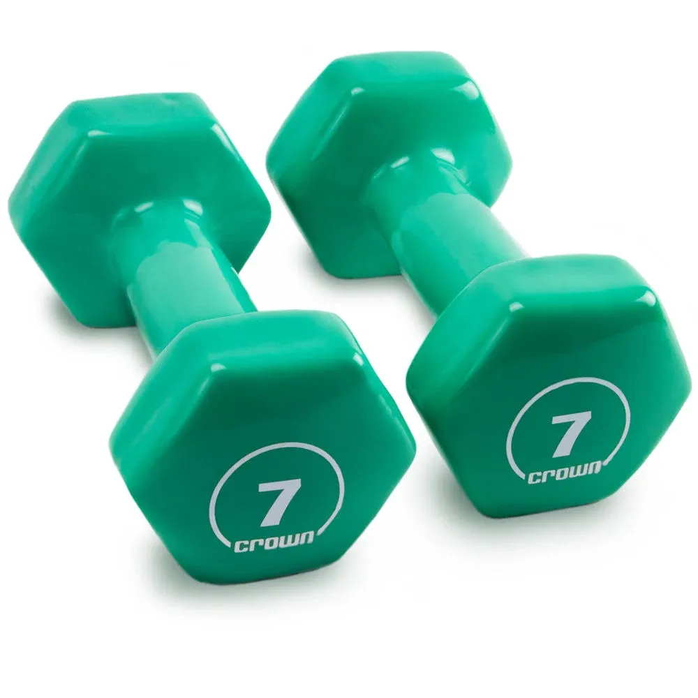 Crown Sporting Goods Brightbells Vinyl Hex Hand Weights, Spectrum Series I: Tropical - Colorful Coated Set of Non-Slip Dumbbell Free Weight Pairs - Home & Gym Equipment