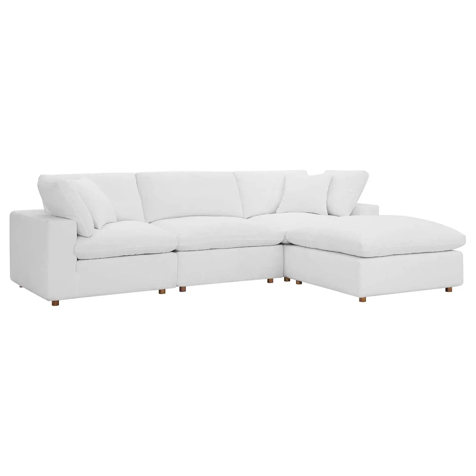 Modway Commix Down Filled Overstuffed 4 Piece Sectional Sofa Set, EEI-3356 Pure White