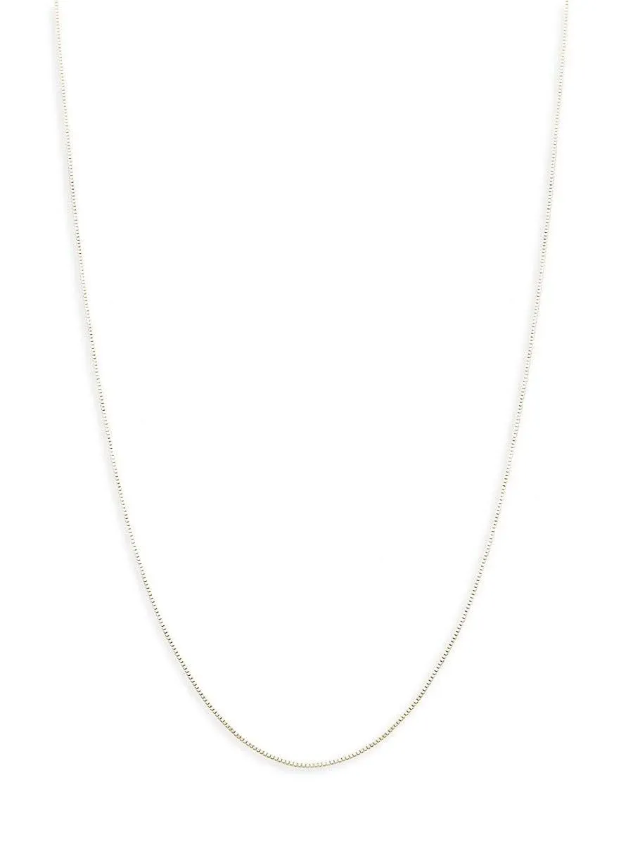 14k Yellow Solid Gold Mirror Box Chain Necklace, 0.45mm