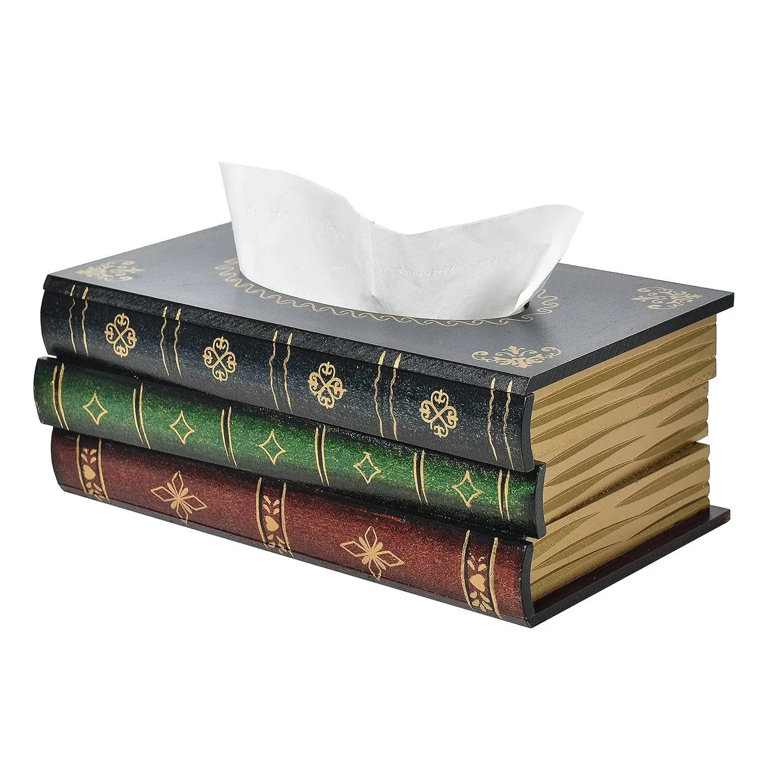 Crafted Classical Retro Wooden Antique Book Tissue Box Cover Rectangular Tissue 