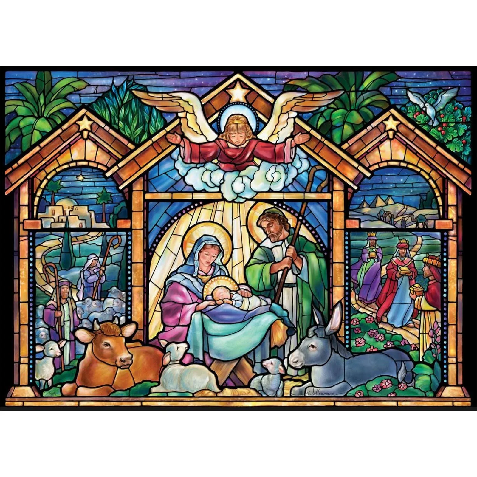 EIBEILI Diamond Painting Kits for Adults, Stained Glass Nativity 5D Diamond Art Kits for Kids Beginner DIY Full Drill Diamond Dots Crystal Craft Kits