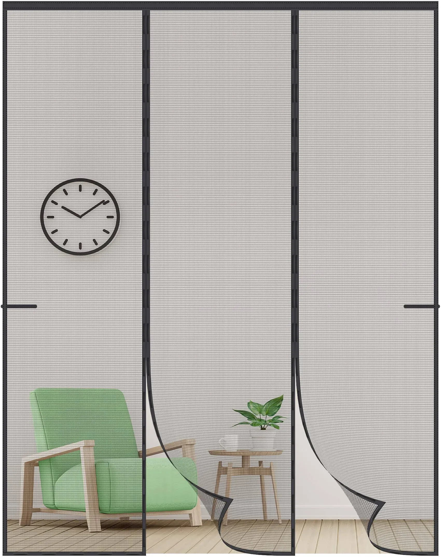 Upgraded Reinforced\xa0Mag<wbr/>netic Screen Door Fits Door 72x80double Door Screen Curta