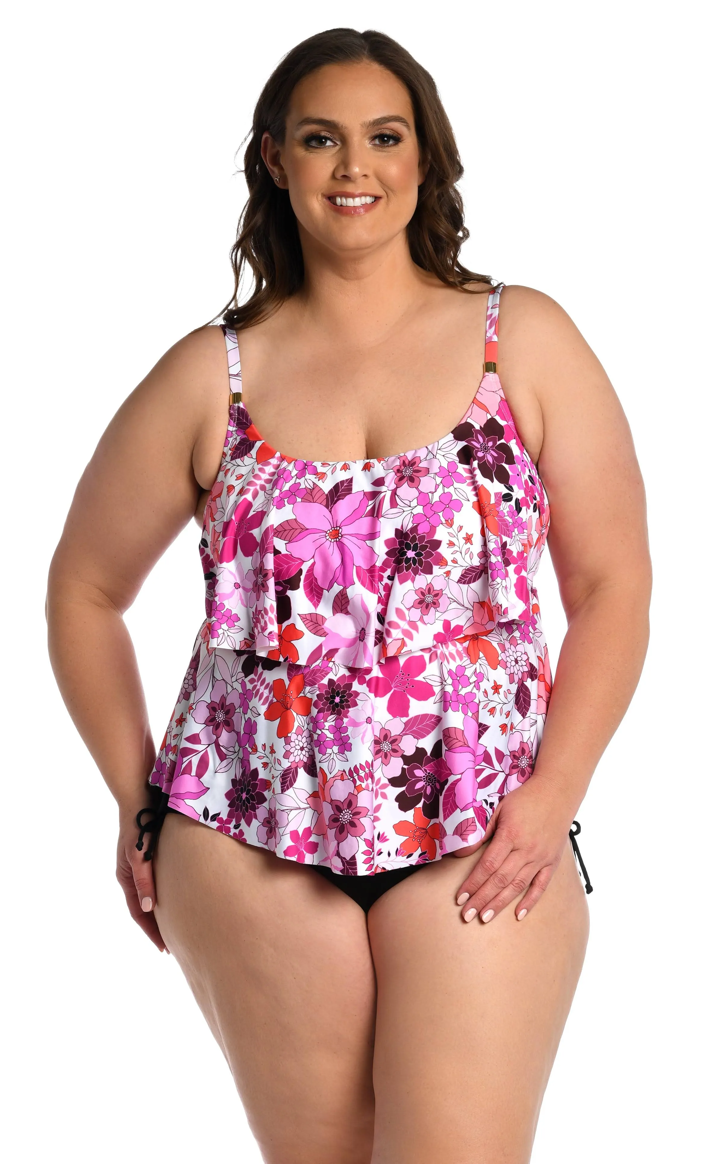 24th & Ocean Tropic Blooms Two Tiered Tankini Top