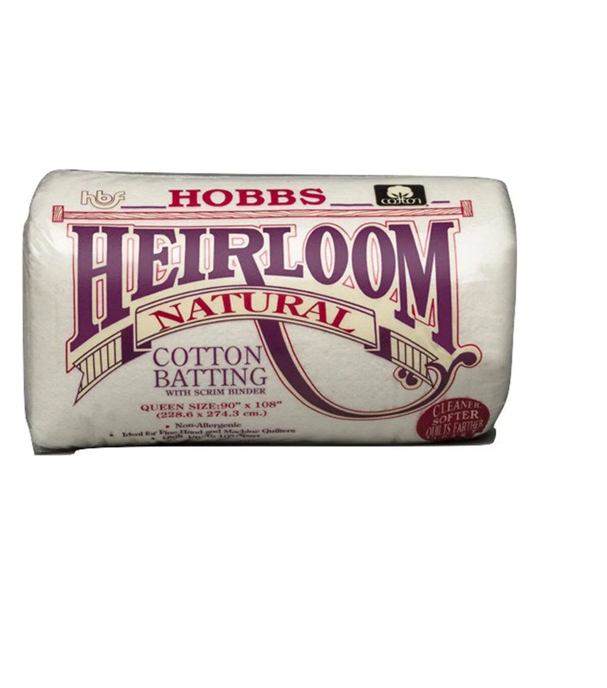 Hobbs Heirloom Natural 100% Cotton Batting-Queen 90 x 108