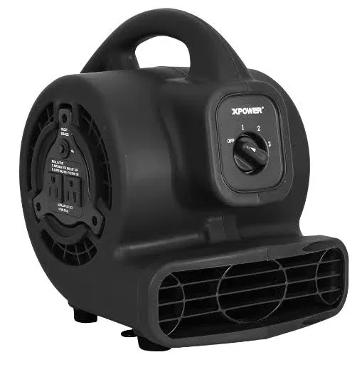 XPOWER P-80A Mini Mighty 138 W 600 CFM Centrifugal Air Mover, Carpet Dryer, Floor Fan, Blower, Stackable, Daisy Chain