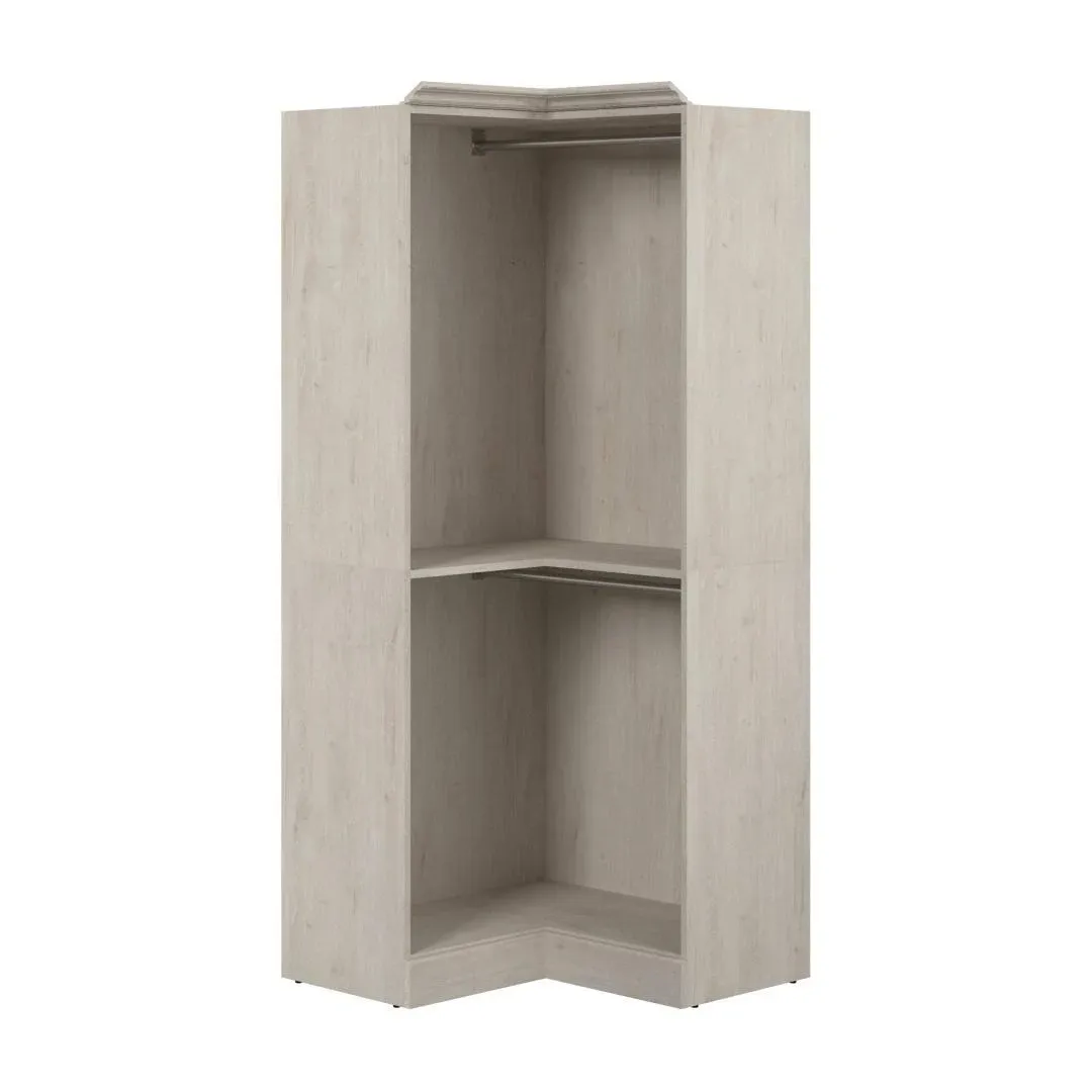 Bestar Versatile 36&#034; Corner Engineered Wood Closet Organizer in Linen White Oak