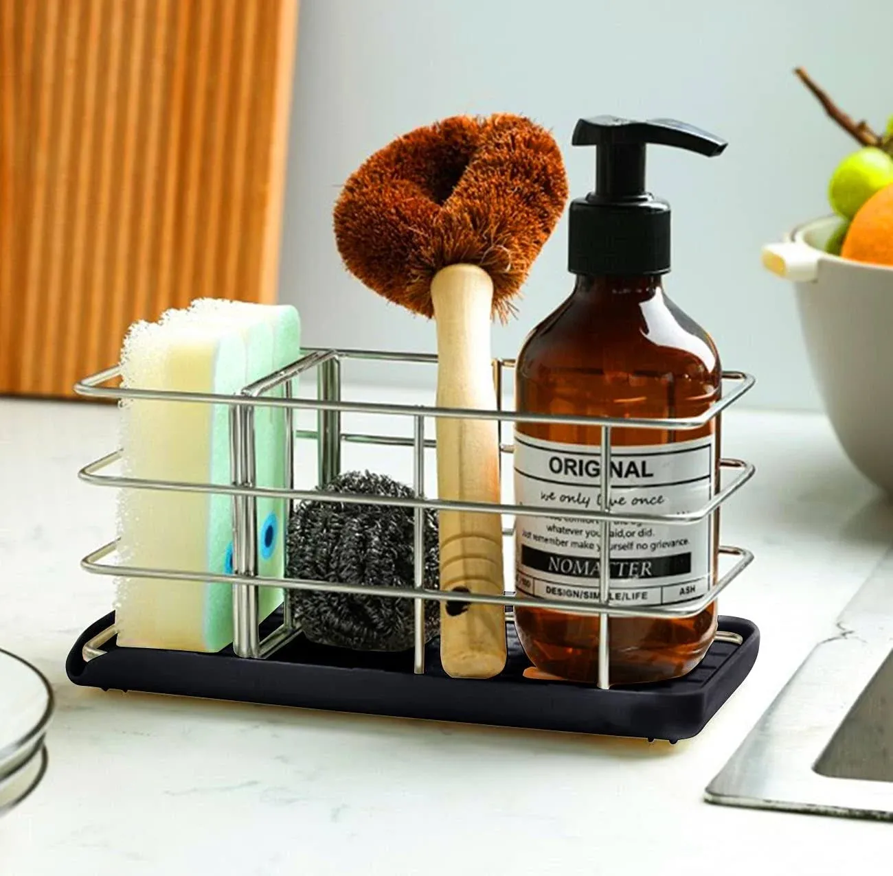 PFCTRJR Steel Kitchen Sponge HolderKitchen Sink Organizer Sink Caddy Dish Bru...