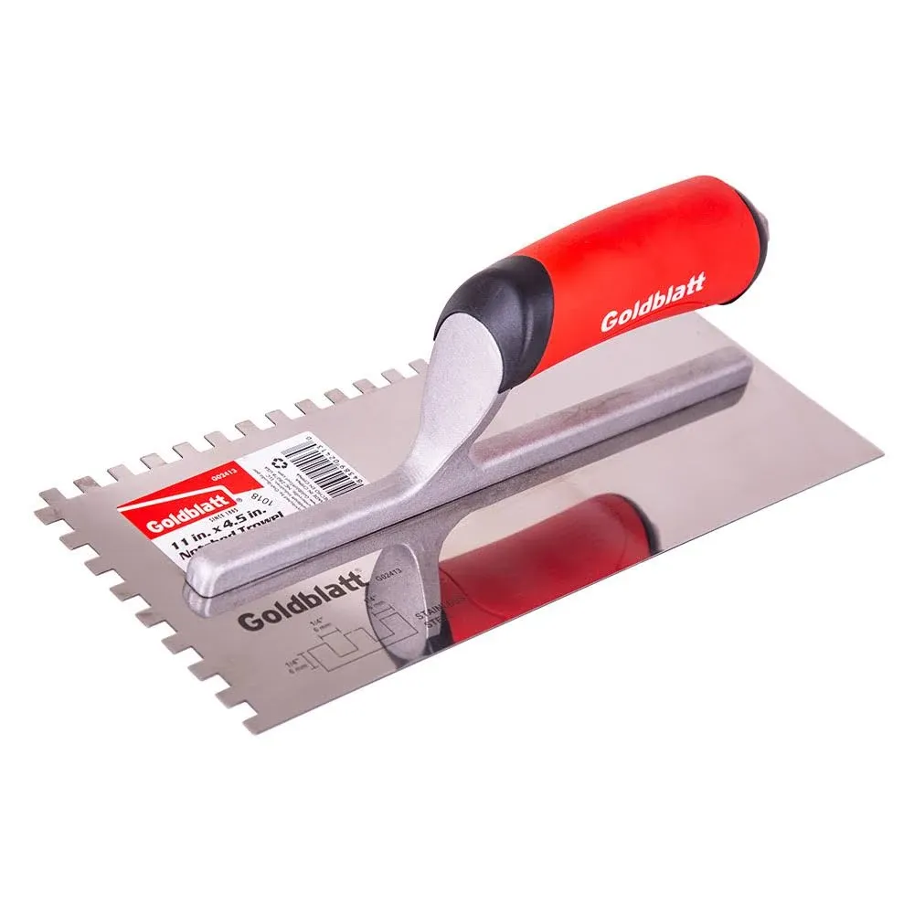 Goldblatt G02413 Square Notch Trowel, 1/4-In.