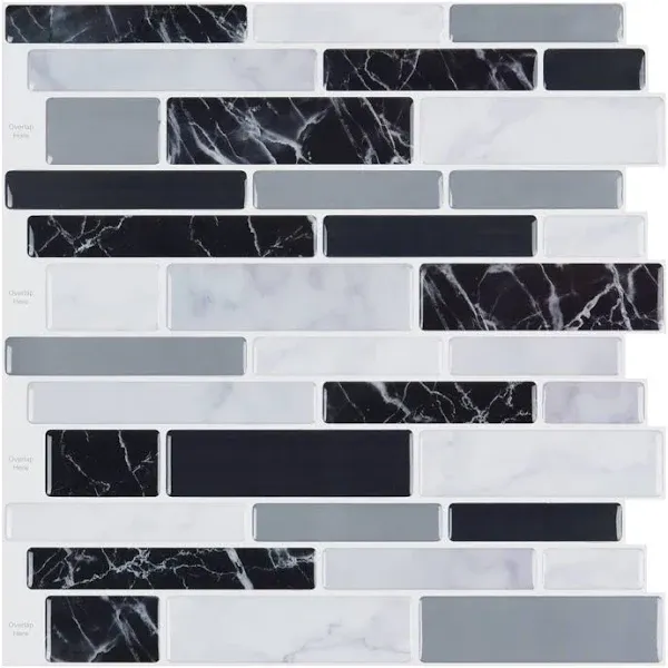 Long King Tile Peel and Stick Backsplash Tile Cloud Marble Wall Tile 12 In. X 12 In. (10-Pack)