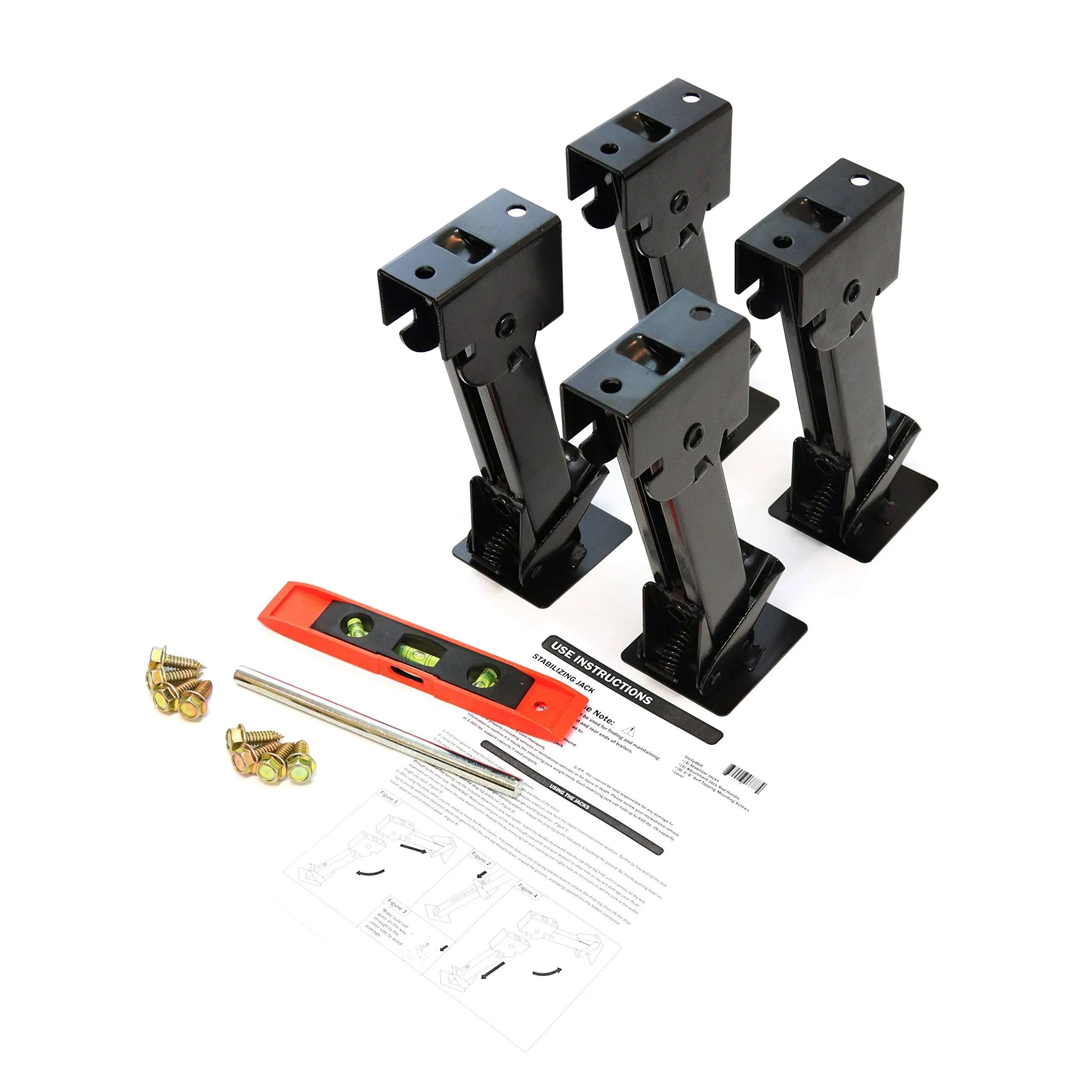 4 Telescoping Folding Trailer Stabilizer Jacks Swing Down 1000 Lbs Support Ca...