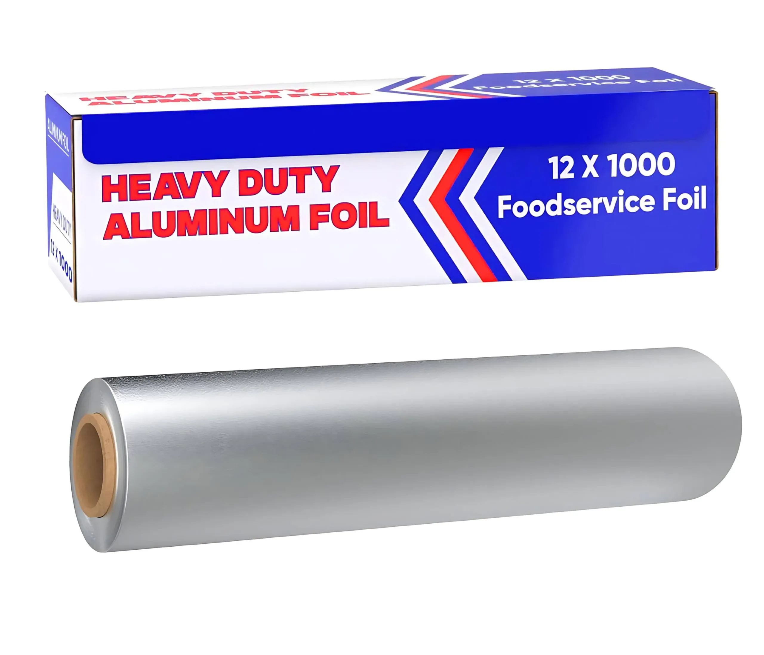 Ox Plastics Heavy Duty Aluminum Foil Wrap, Commercial Grade 1000ft Foil Wrap for Food Service Industry, Strong Silver Foil, 12 Inches by