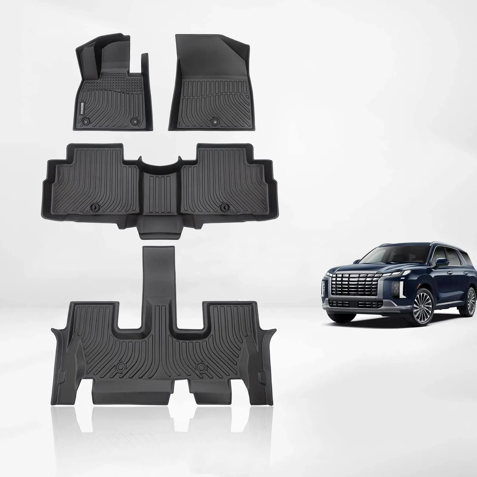 KELCSEECS Floor Mats Custom for Hyundai Palisade 7 &amp; 8 Passenger 2024 2023 20...