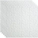 FASÄDE Traditional Style/Pattern 1 Decorative Vinyl 2ft x 2ft Lay in Ceiling Panel in Crosshatch Silver (5 Pack)