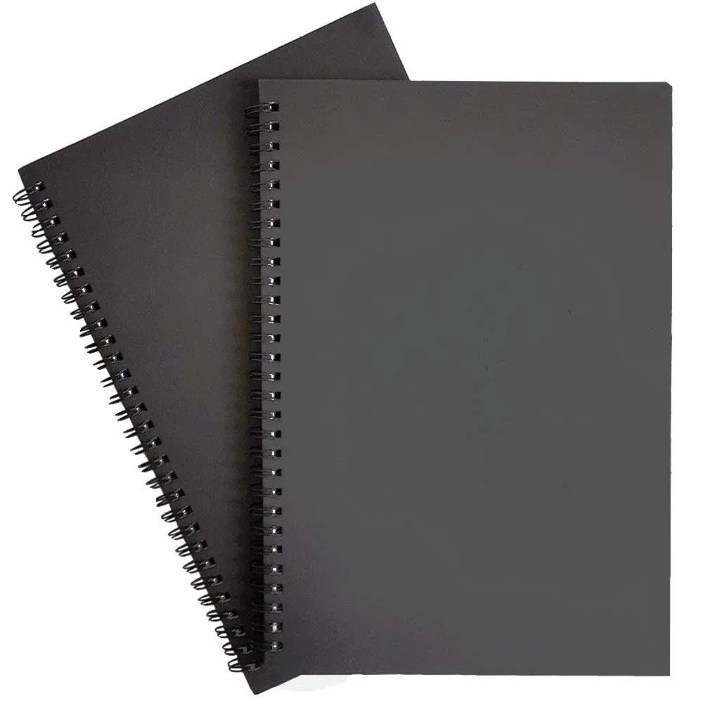 Spiral Notebooks, Blank Notebooks, Thick Paper, 60 Sheets, 10" X7”, 2 Pack (Black, Blank)