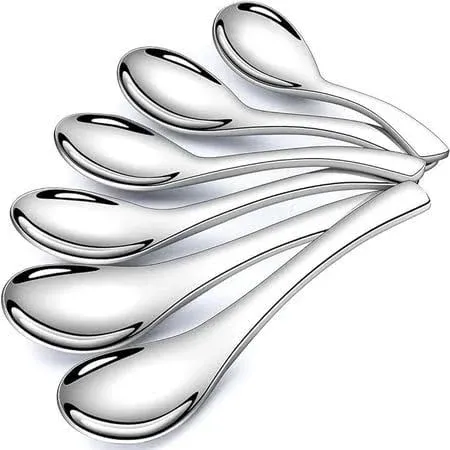 Soup Spoons, AOOSY 6 Pieces Stainless Steel Korean Asian Soup Spoons, 6.3 inches