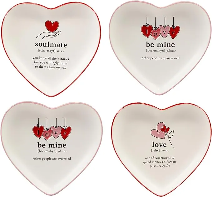 Cerified International Certified International Valentine's Day Heart Shaped TID Bit Plates, Set of 4, Multicolor