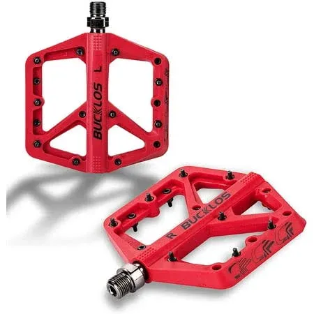 BUCKLOS Mountain Bike Pedals MTB Pedals Flat, Adult Bicycle Road Bike Large Platform Nylon Non-Slip Pedal for Gravel Bike/Hybrid Bike 9/16"