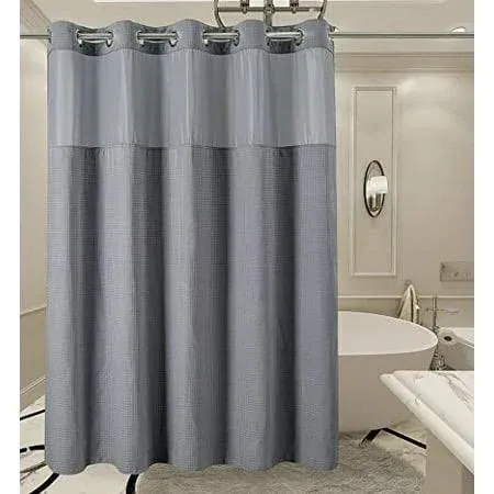 Conbo Mio Waffle Weave Hotel Style Shower Curtain with Snap in Liner for Bathroom Waterproof Machine Washable Shower Curtain (Waffle-Grey,71"(W) x 74"(H))