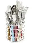 The Original Brink House Eclectic Collection Mix & Match Stainless Steel Cutlery Set with Multicolored Handles / 16 pieces with Metal Stand/Lifestyle utensils for home, apartment, dorm, outdoor