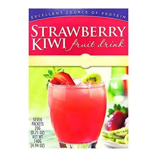 Nutmeg State Nutrition - High Protein Diet Fruit Drink - 15g Protein - Low Calorie - Low Carb - Low Sugar - Fat Free, 7 Servings Per Box (Strawberry Kiwi)