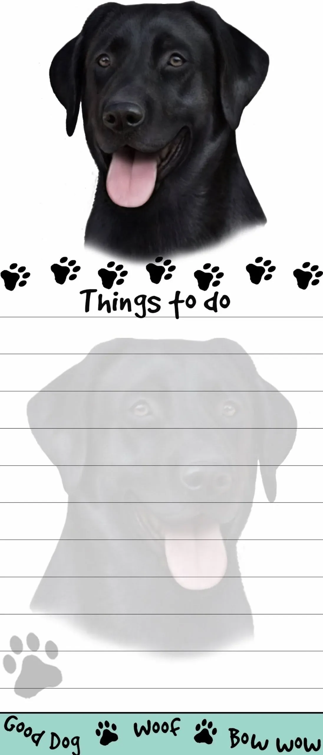 "Black Labrador Magnetic List Pads" Uniquely Shaped Sticky Notepad Measures 8.5 by 3.5 Inches