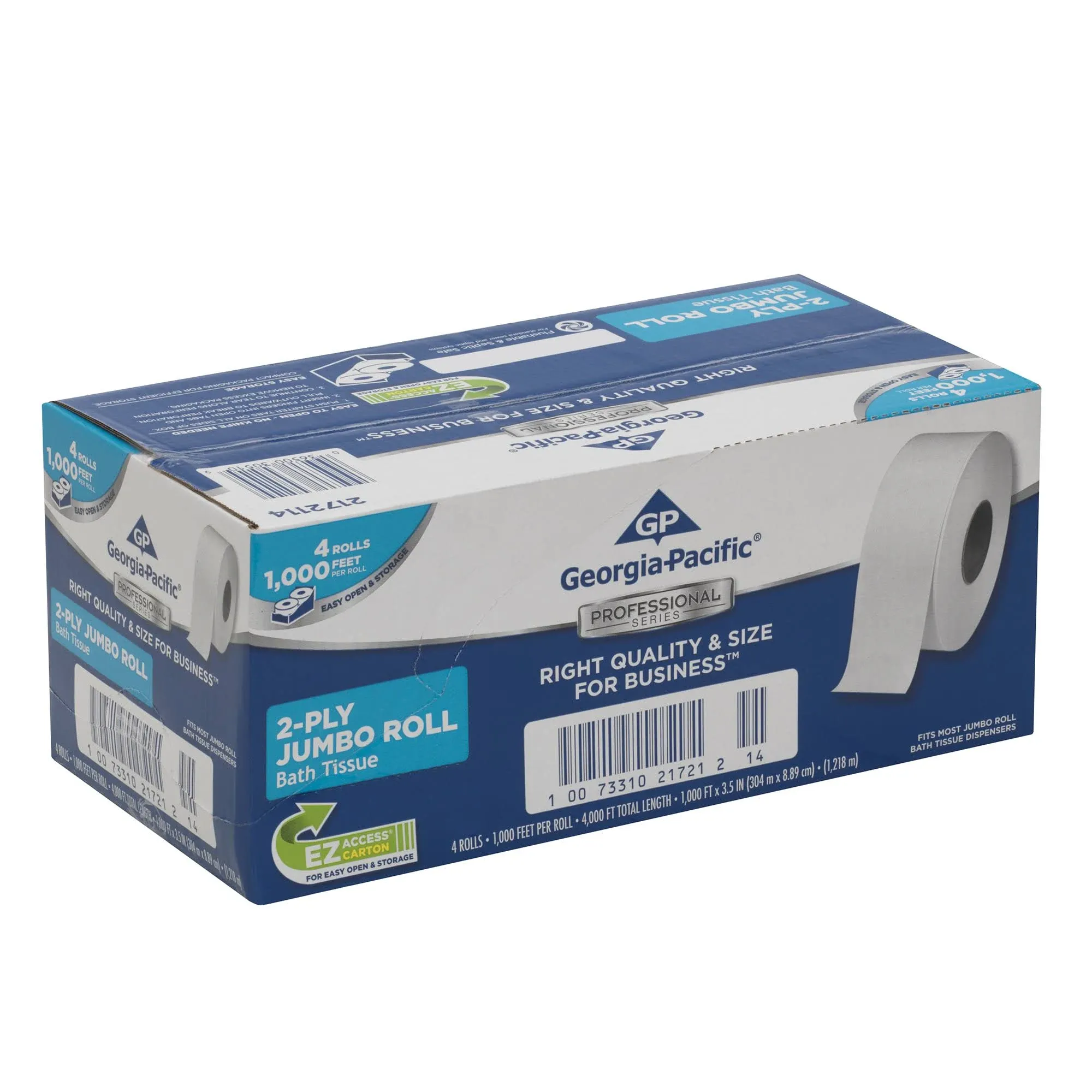 Georgia Pacific White Jumbo Bathroom Tissue, Septic Safe, 2-Ply, 3 1/2 x 1000 ft ...