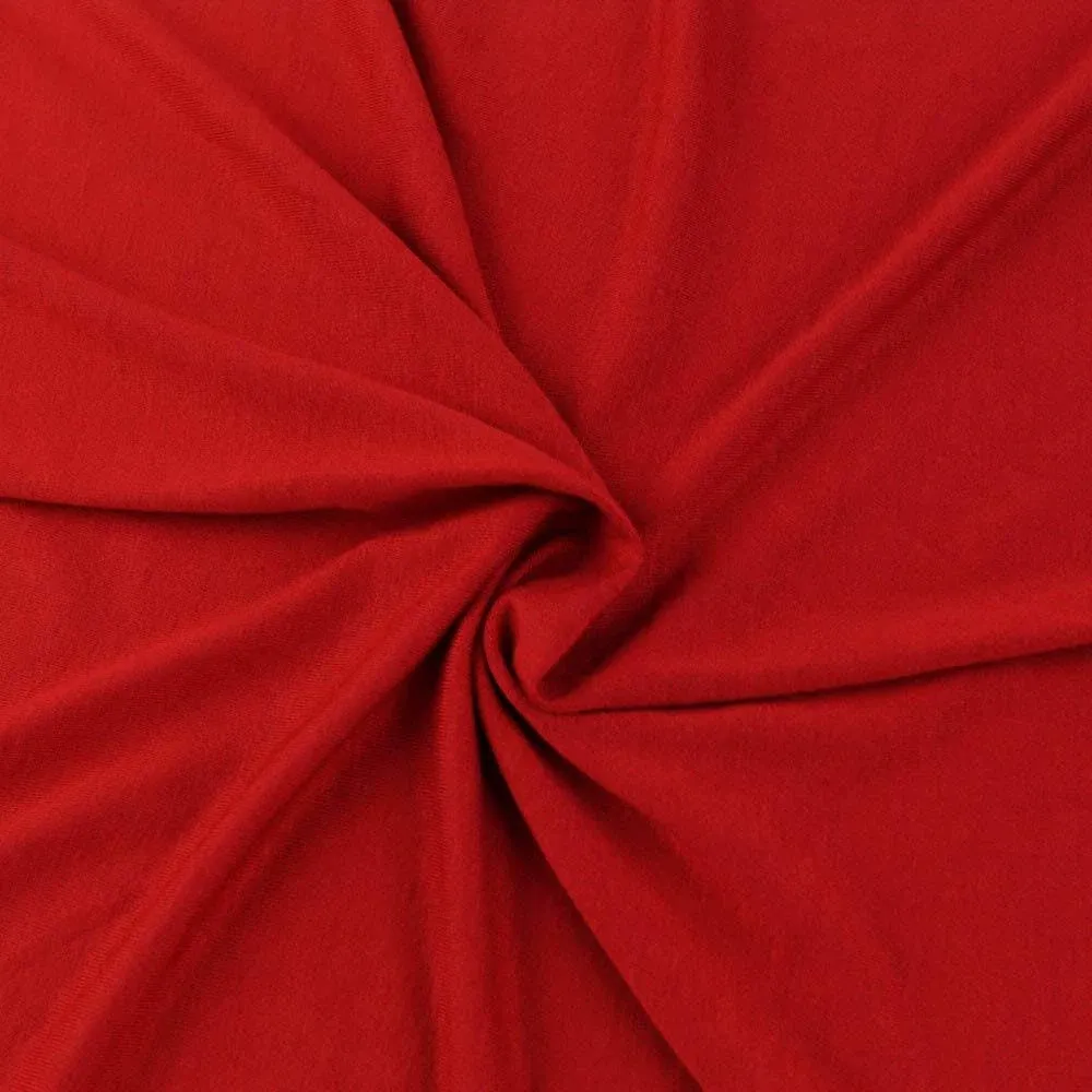 FabricLA Cotton Spandex Jersey Knit Fabric by The Yard 12OZ - 58/60" Inches (150 CM) Wide - Ultra Soft Cotton Spandex Blend - Use Our 4 Way Stretch Knit Fabric for Clothing - Red, 5 Continuous Yards