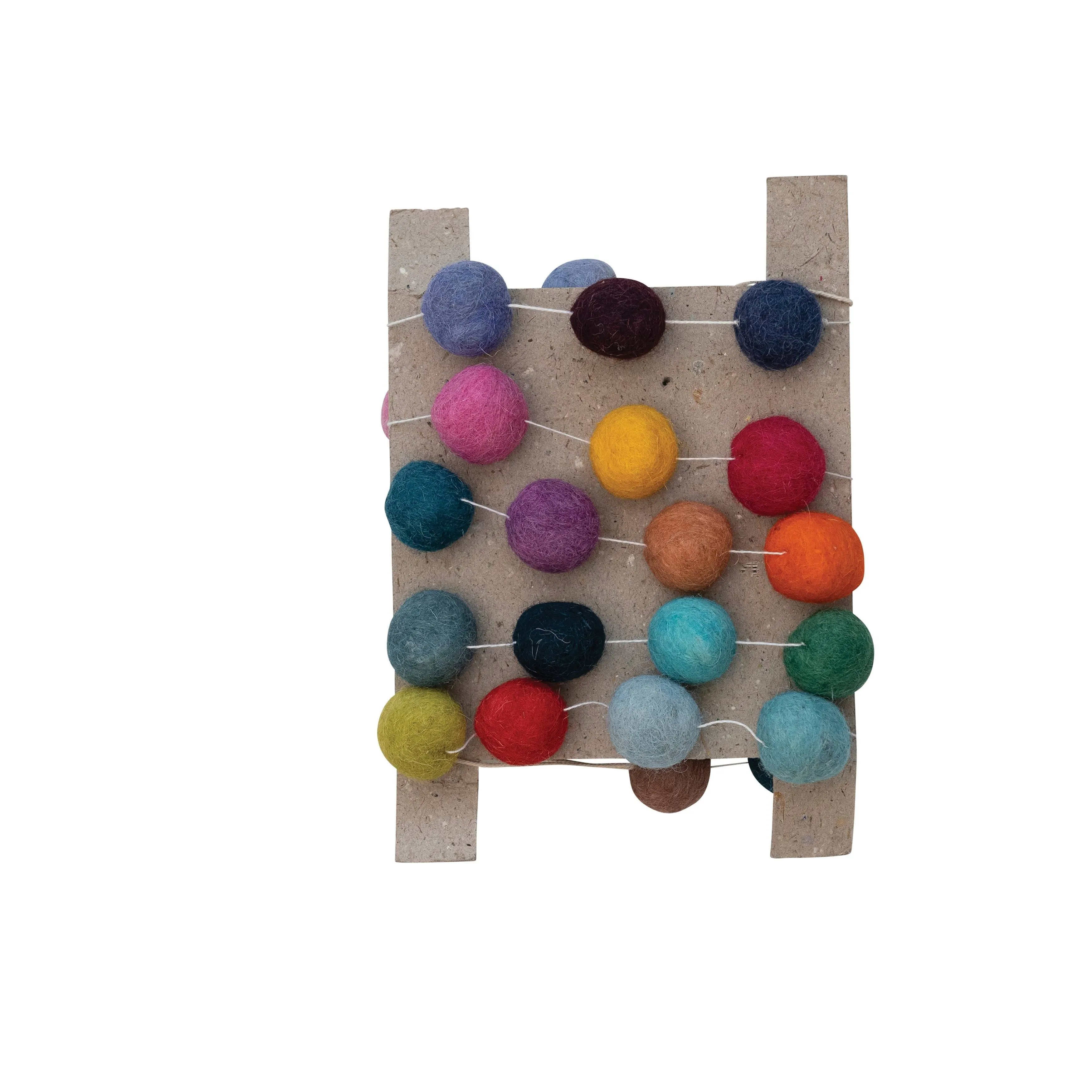 Creative Co-op Handmade Wool Felt Ball Garland, Multicolor, Multi