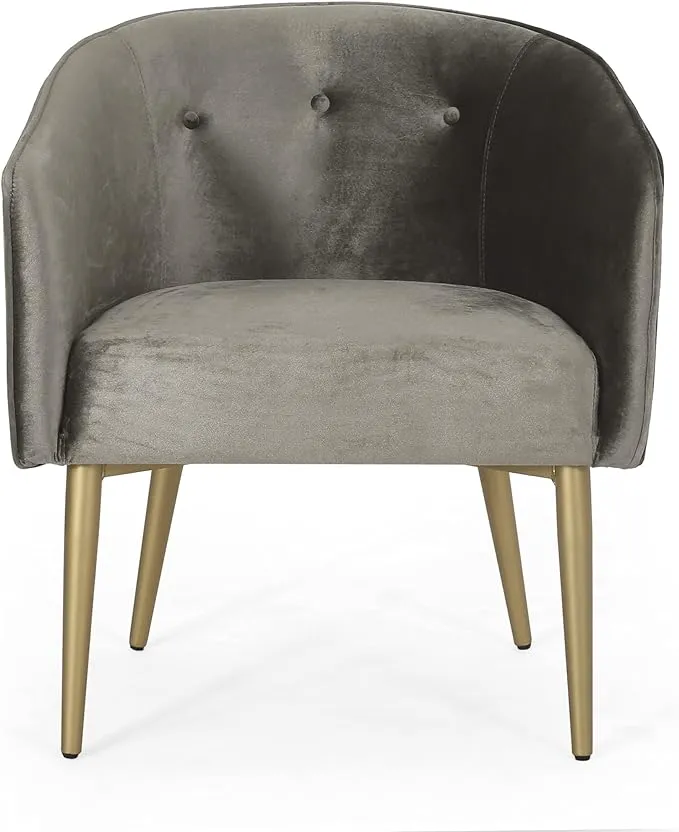 Christopher Knight Home Deshler Dining Arm Chair, Gray + Gold