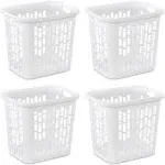 Sterilite Easy Carry Laundry Hamper, Ventilation Holes and Handles to Carry Clothes Between the Laundry Room and Bedroom, Plastic, White, 4-Pack