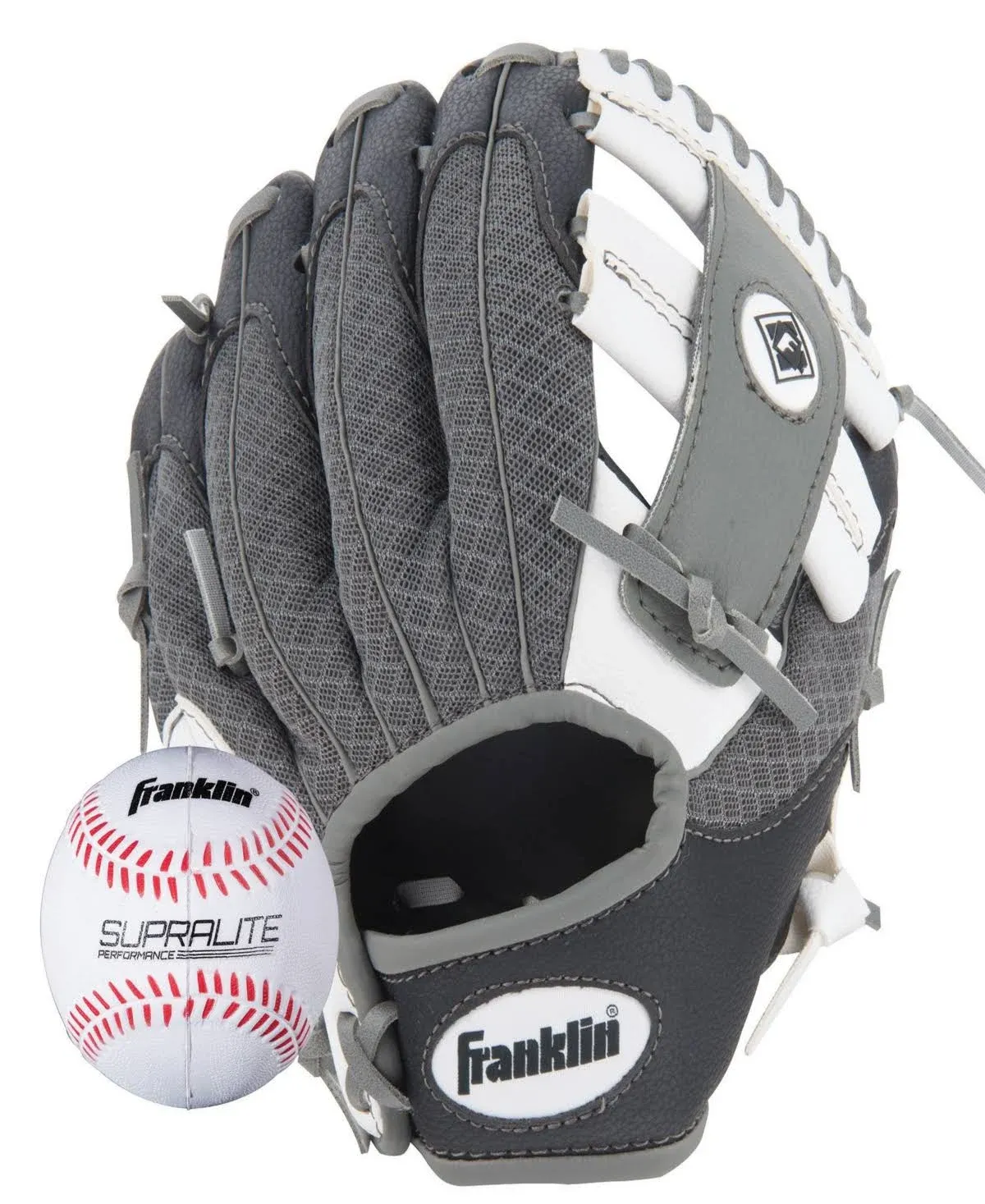 Franklin 9.5” Tee Ball Recreational Glove w/ Ball, Black