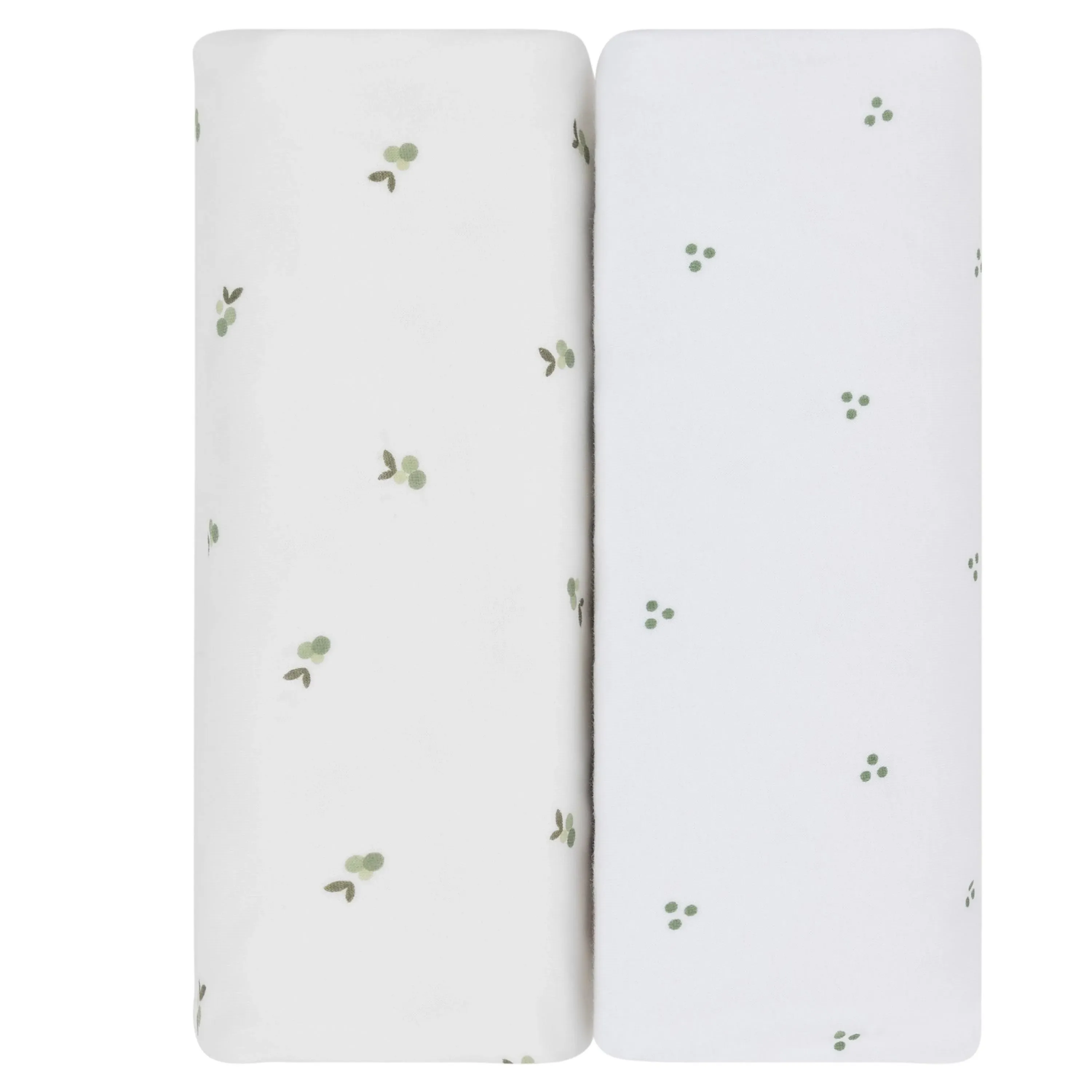 Ely's & Co. Patent Pending Waterproof Crib Sheet | Toddler Sheet Set - 2 Pack Berry and Cluster Dot (Sage)