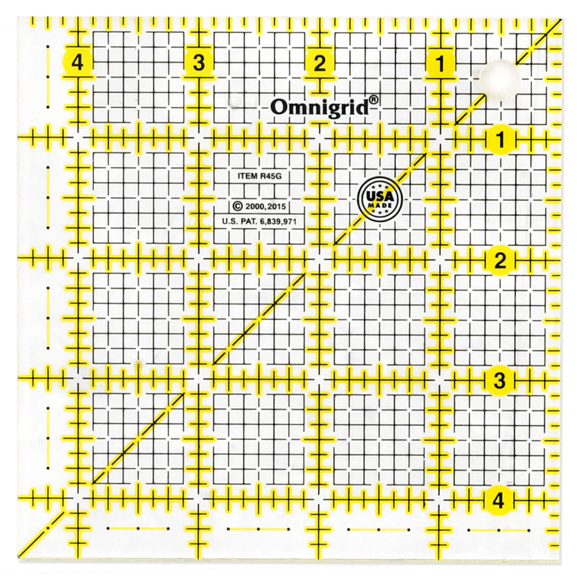 Omnigrid 4-1/2" Square Sewing Quilting Rulers, 4-½" x 4-½", Clear