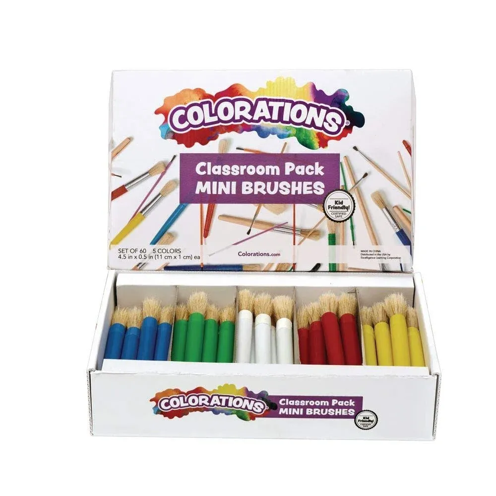 Colorations Mini-Brush Classroom Value Pack Set of 60