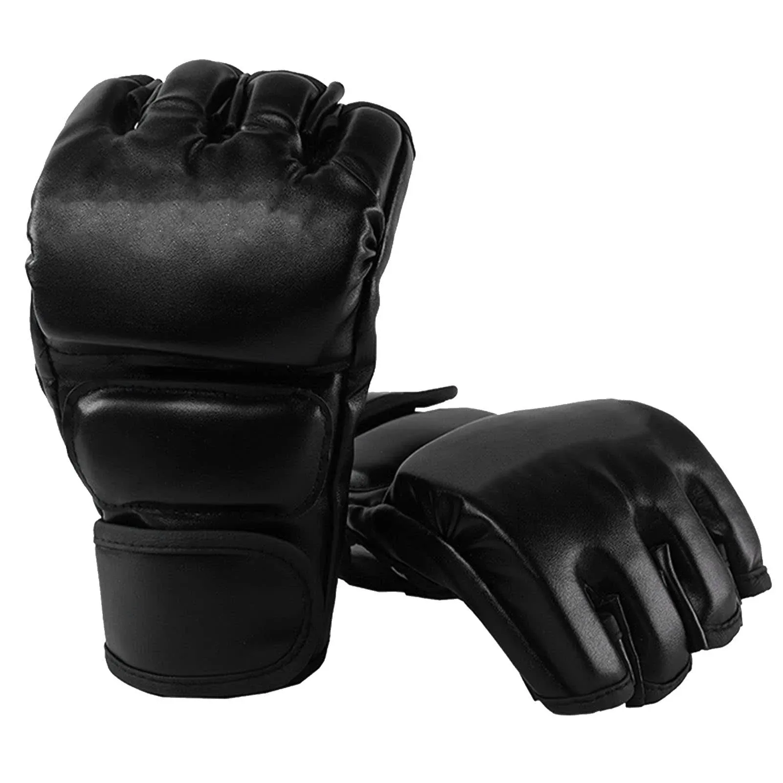 Boxing Gloves, MMA Gloves Kickboxing Gloves MMA Sparring Gloves Half Finger Adjustable Wrist Band Secure Mitts Shock Absorb for Adult Punching Bag Fighting Muay Thai Workout Beginner Men Women