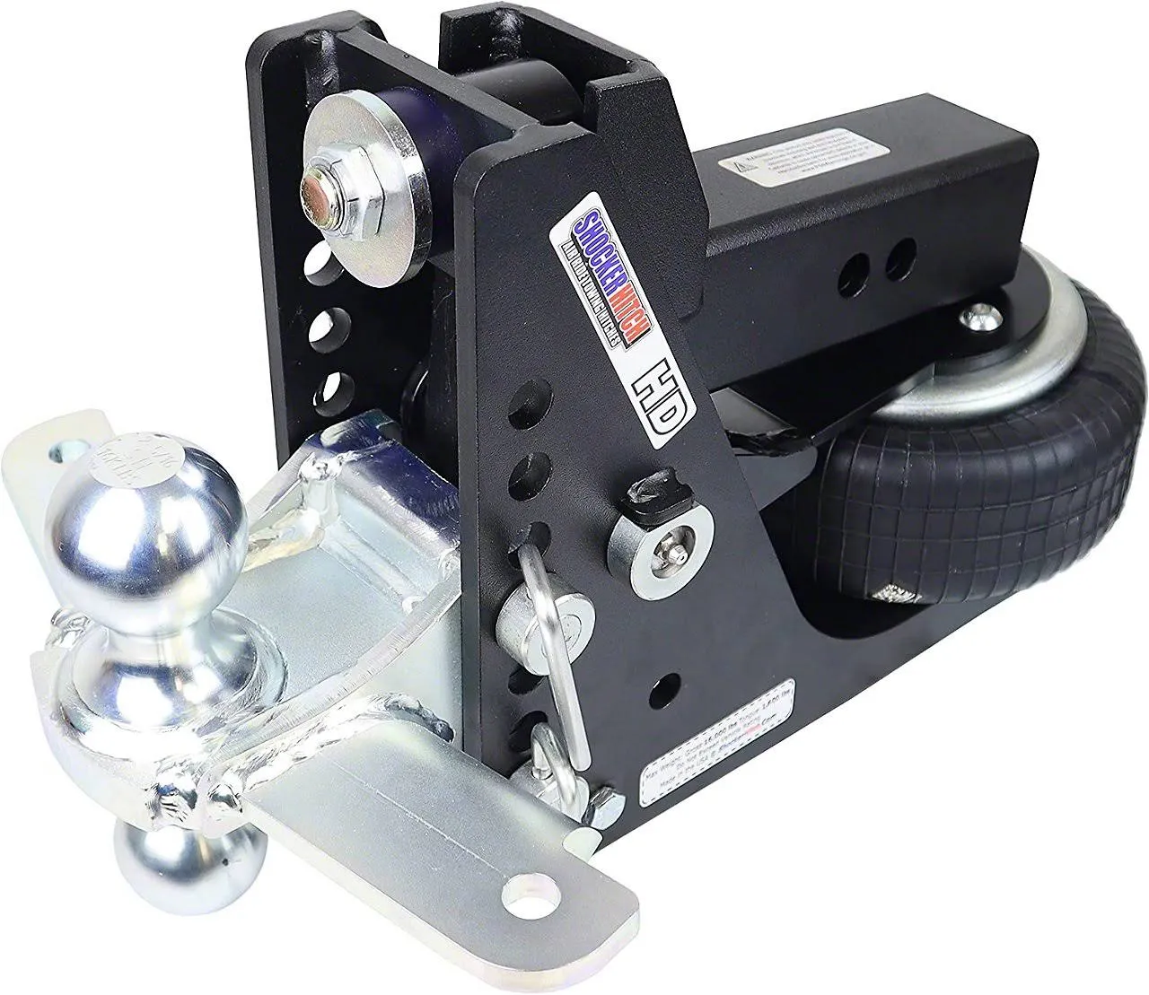 Shocker Hitch Shocker Hitch HD 20K Max Black 2.5in Receiver Hitch & Silver Combo Ball Mount with 2in & 2-5/16in Hitch Balls